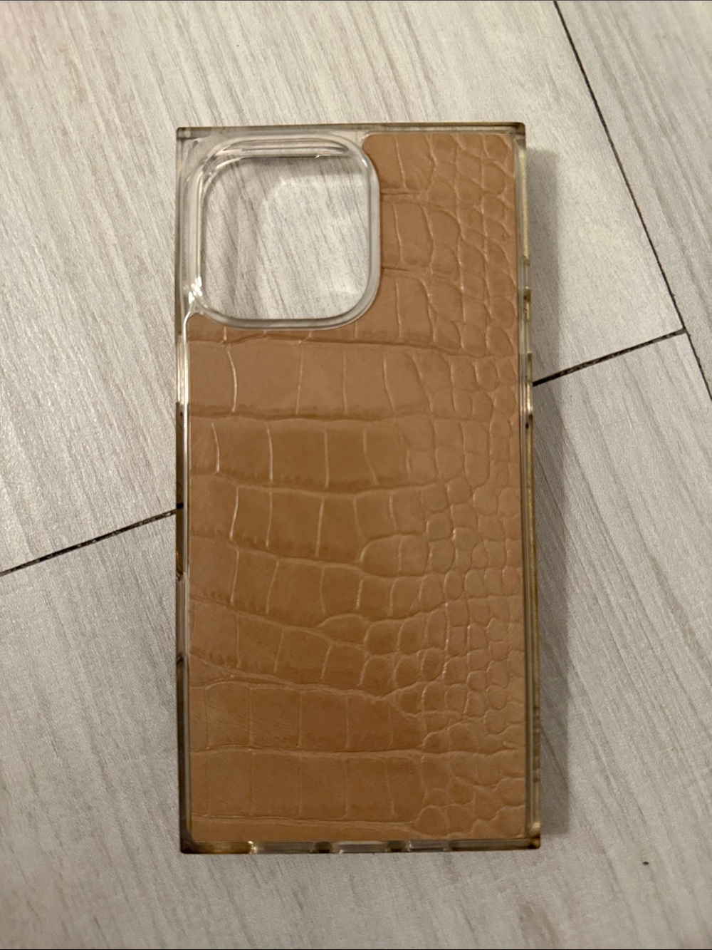 FLAUNT Croc Leather-Texture Tan Phone Case for Cell Phones